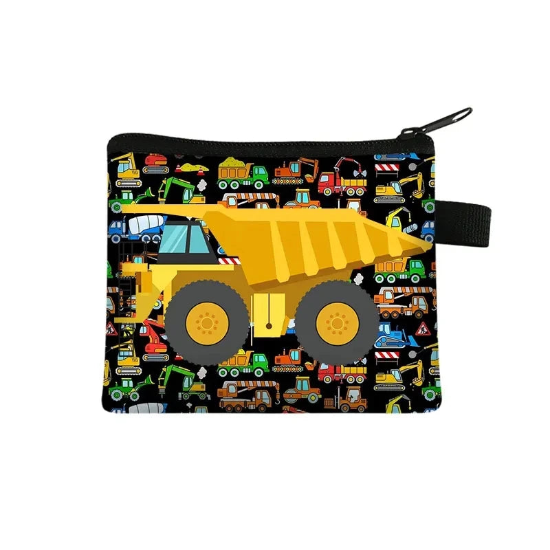 Tejesa Cartoon Coin Purse Keychain Zipper Pouch Kids Wallet Coin Bag Cute Excavator Purses and Handbags Small bag