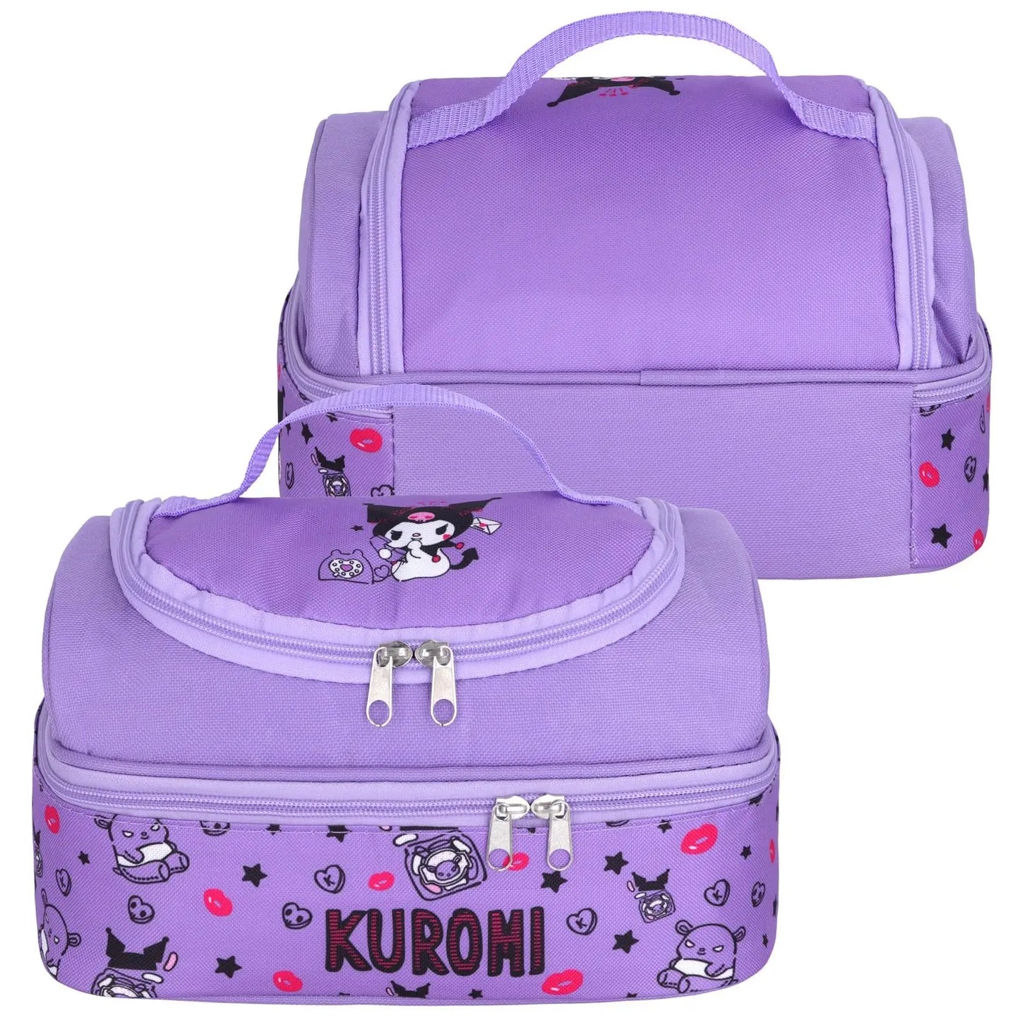 Hemasa  Kuromi  Lunch Box Large Compartment Lunch Container Tote for Work Travel hello kitty bag