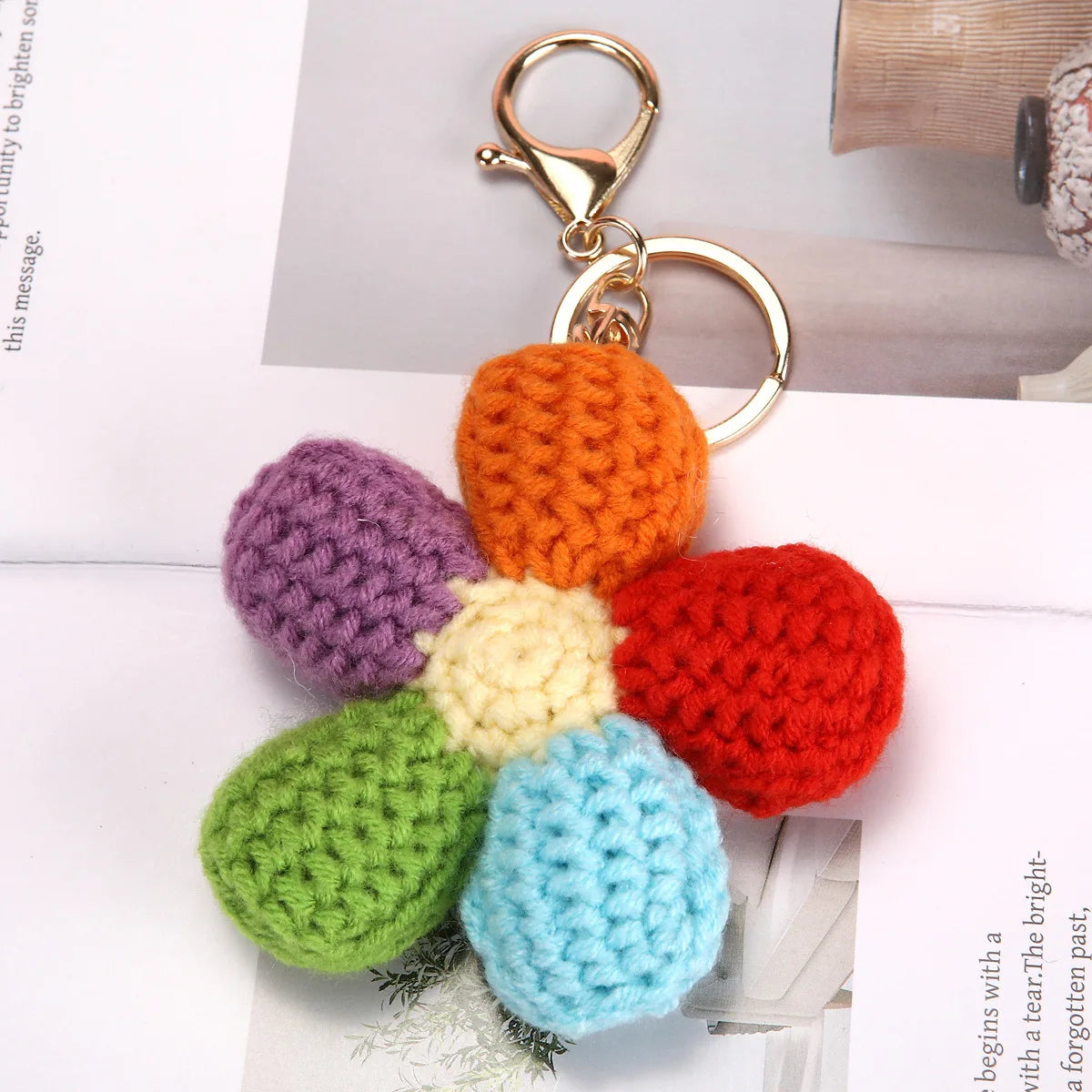 Hemasa  New Crochet Leaf Pendant Handwoven Leaves Bag Pendant /Knitting Leaves Key Ring