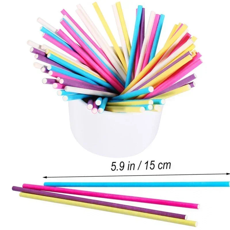 Tejesa 100pcs Paper Lollipop Sucker Sticks for Cake Pops Candy Popcake Stick 6-Inch by 5/32-Inch 150*3.5mm