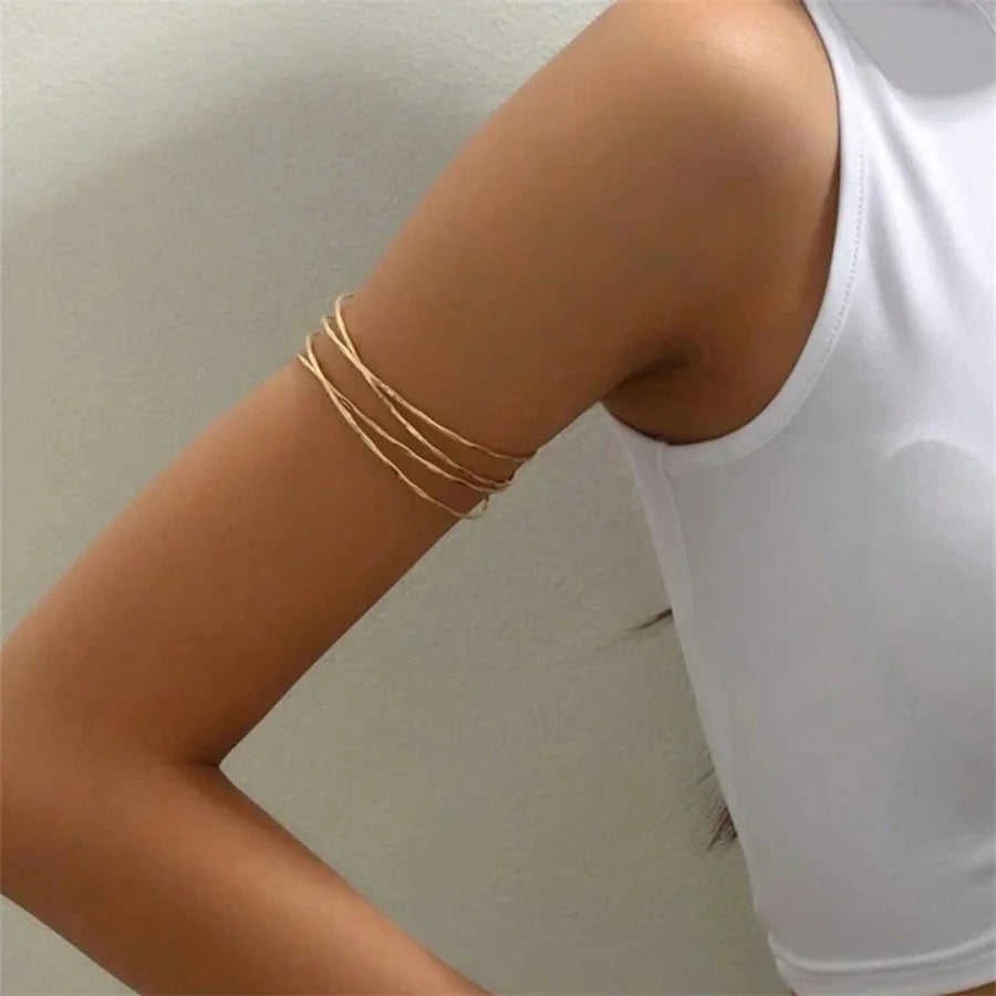 Obega Korean Multilayer Gold Color Cuff Bracelet For Women Punk Style Metal Bracelet Minist Design Ins Daily Wear Party Jewelry