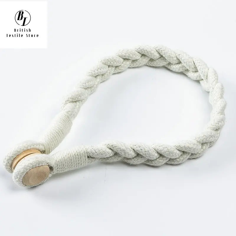 2PCS Modern Japanese Style Handwork Cotton Magnetic Curtain Buckle Straps Tieback Rope Decoration for Living Room Bedroom