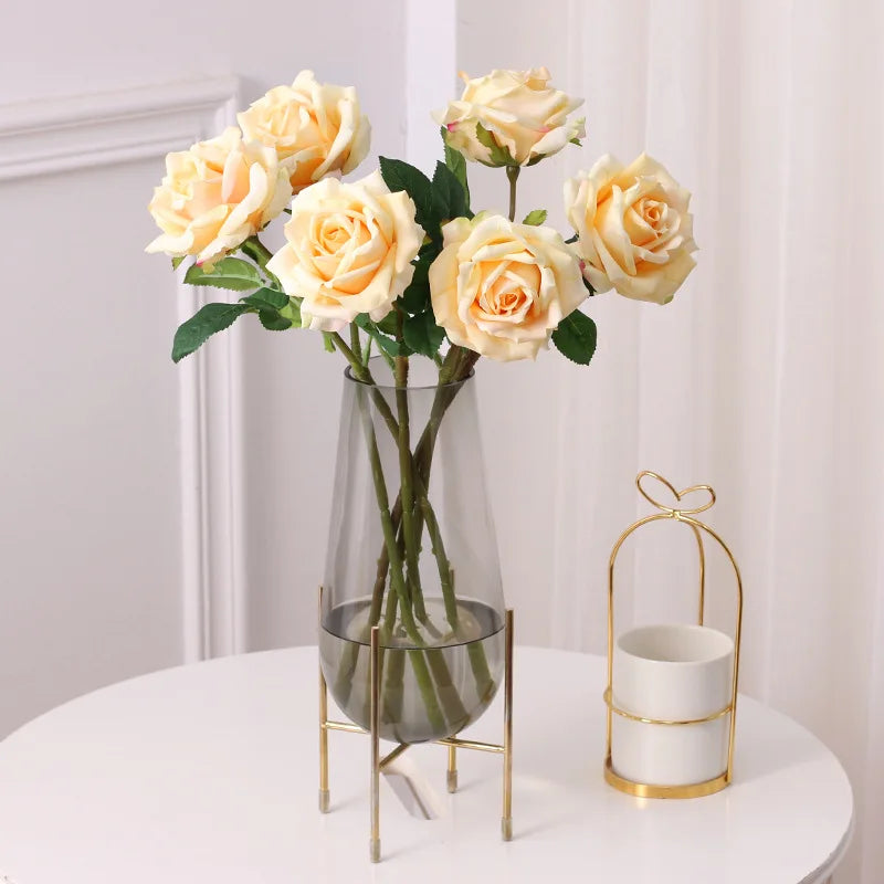 Real Touch Artificial Latex Rose Flowers Wedding Bridal Bouquet Home Dining Table Bedroom Study Garden Flower Arrangement Decor