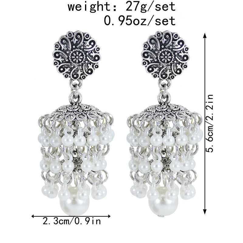 Hemasa  Layered Pearl Drop Earring For Women Handmade Hanging Pearl Bead Tassel Dangle Earrings Ethnic Wedding Indian Jewelry