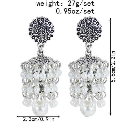 Hemasa  Layered Pearl Drop Earring For Women Handmade Hanging Pearl Bead Tassel Dangle Earrings Ethnic Wedding Indian Jewelry