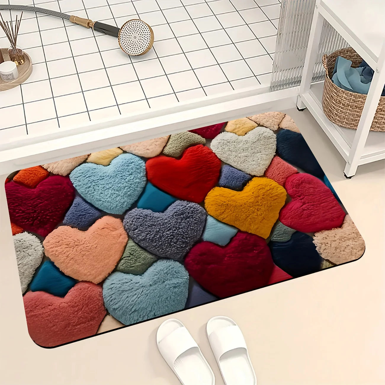 Hemasa Valentine's Day Heart Pattern Mat/Soft  Memory Foam Rug/ Non-Slip Floor Mat for Living Room/Bathroom/Holiday Gift Home Decor