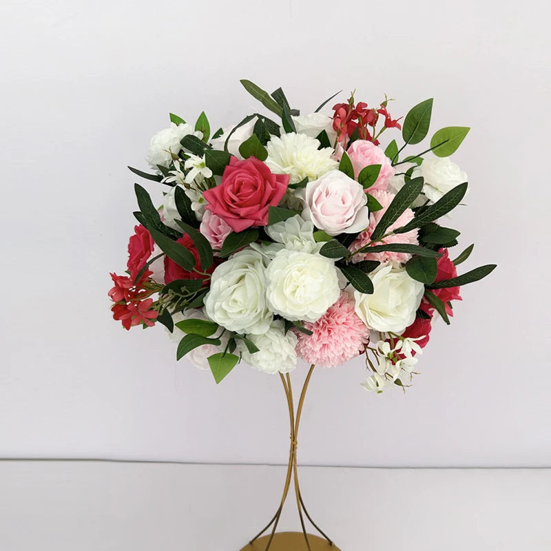 Pink White Series Artificial Flower Strip Wedding Table Runner Floral Arrangement Wedding Backdrop Decor Prop Arch Flower String