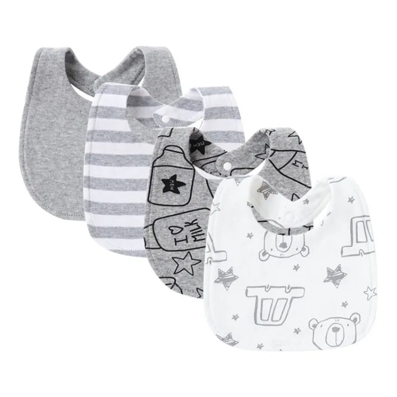Tejesa 4Pcs Baby Bibs Burp Clothes / Newborn Saliva Towels for Girls Boys Cotton Kids Apron Infant Accessories Toddler Bibs Set