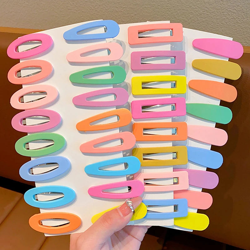 Hemasa 10Pcs/Set Little Girls Snap Hair Clips Candy Color Metal Barrettes BB Hairpin For Children Woman Styling Hair Accessories