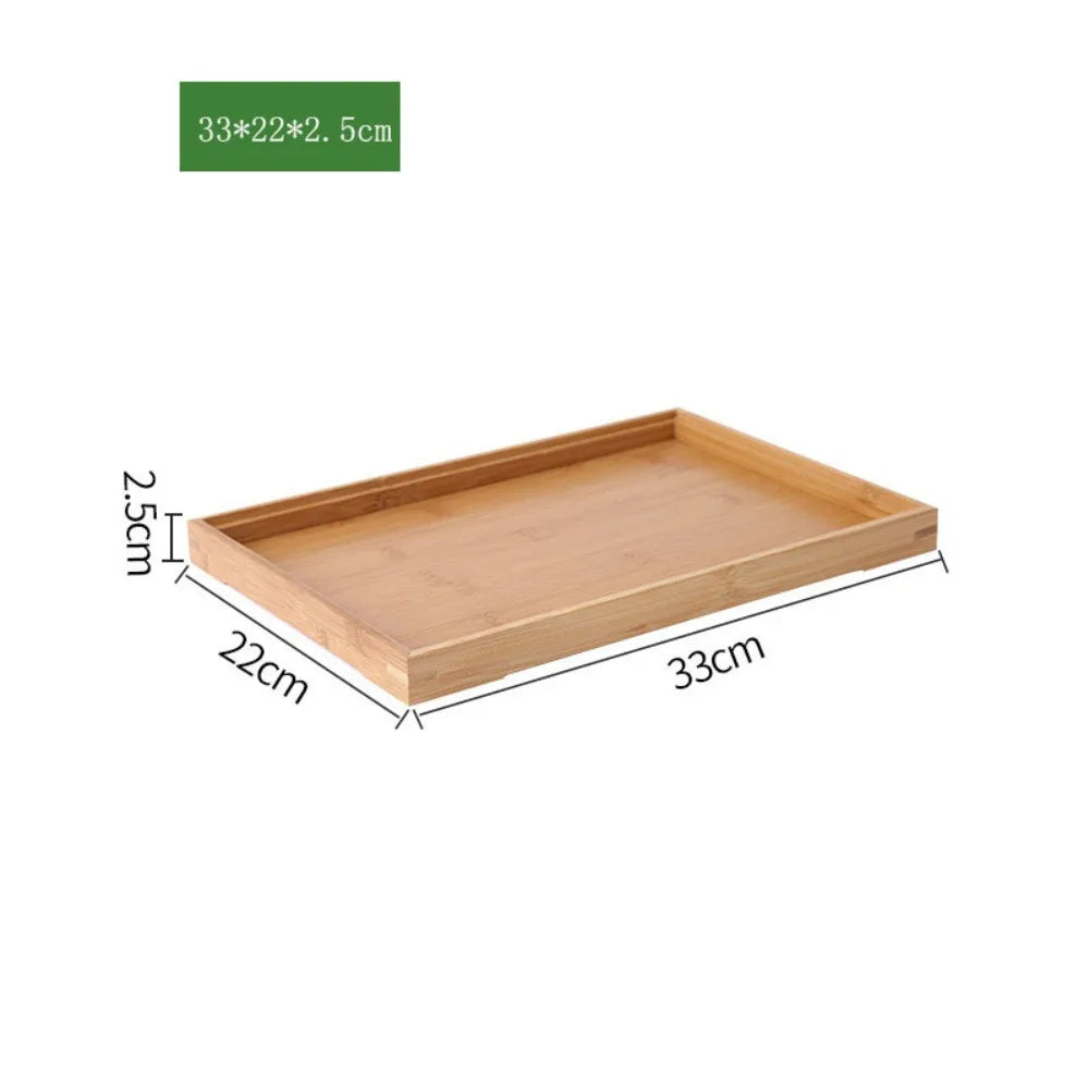 New Rectangular Bamboo Storage Tray Retro Solid Wood Storage Plate Household Tea Tray Water Cup Plate Home Kitchen Supplies