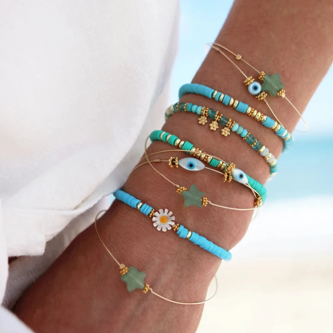 Hemasa  Polymer Clay Beads   with  Gold Colour Space  Beads  for Women