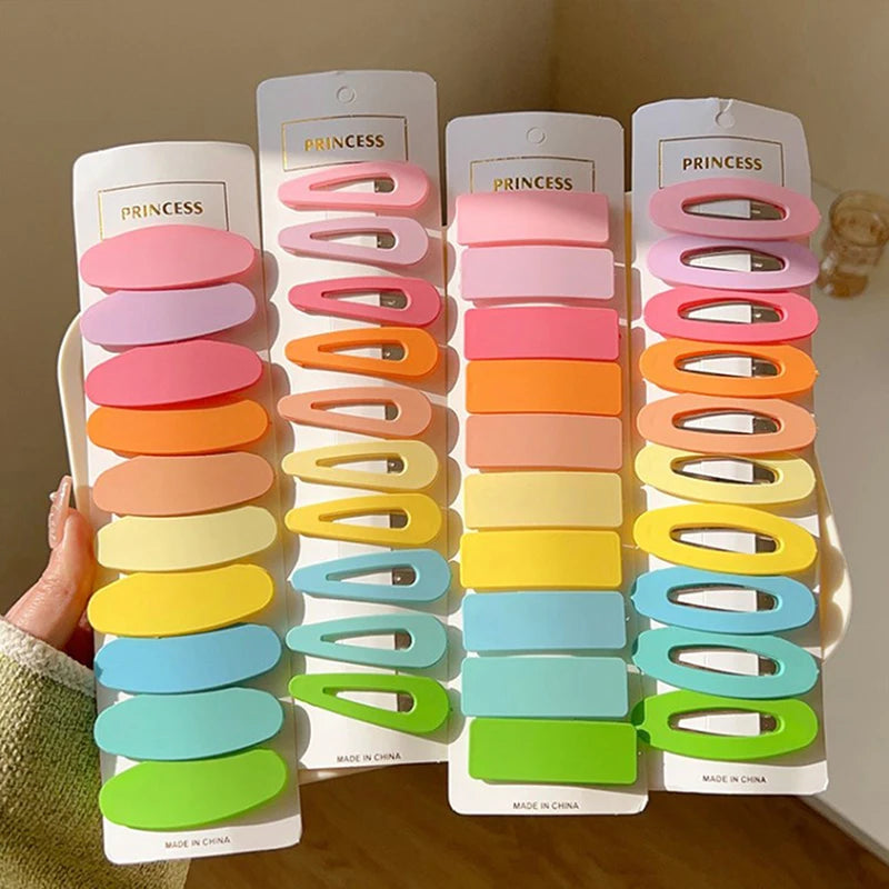 Hemasa 10Pcs/Set Little Girls Snap Hair Clips Candy Color Metal Barrettes BB Hairpin For Children Woman Styling Hair Accessories