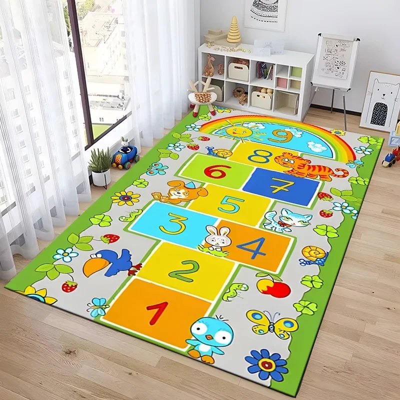 Tejesa Hopscotch Indoor Cartoon Parent-child Game Decoration Carpet Bedroom Bedside Children's Number Game Room Decoration Floor Mat