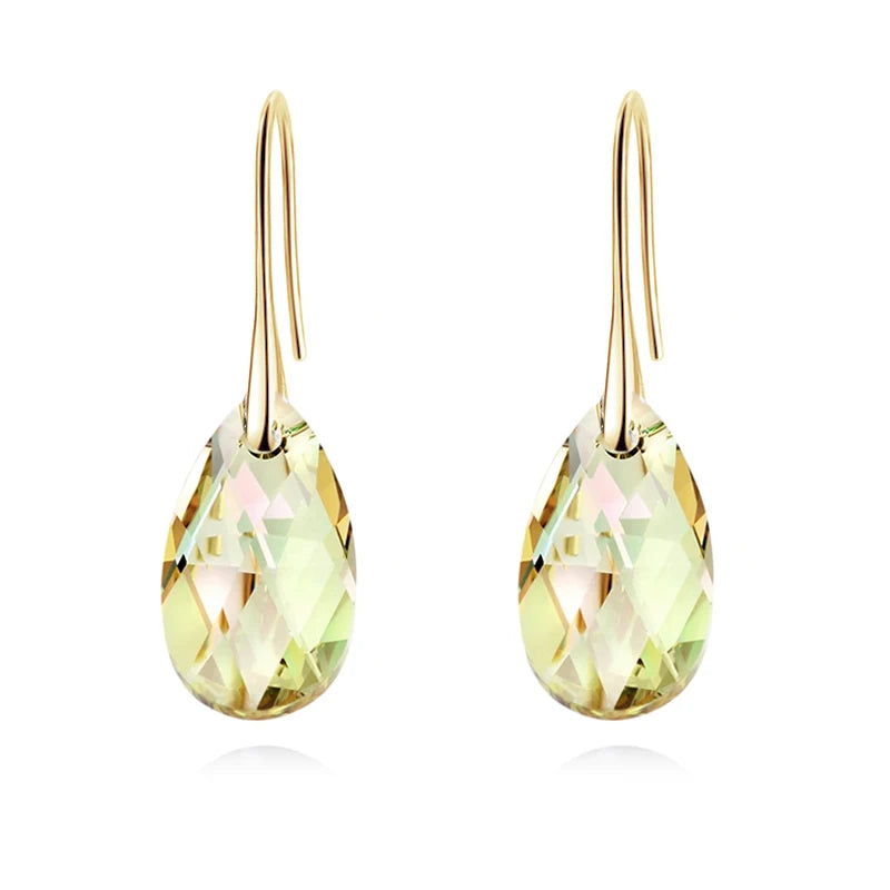Classic Silver Color Korean Pear-shaped Drop Earrings Original Crystals from Austria Jewelry for Women Big Pendant Pendientes