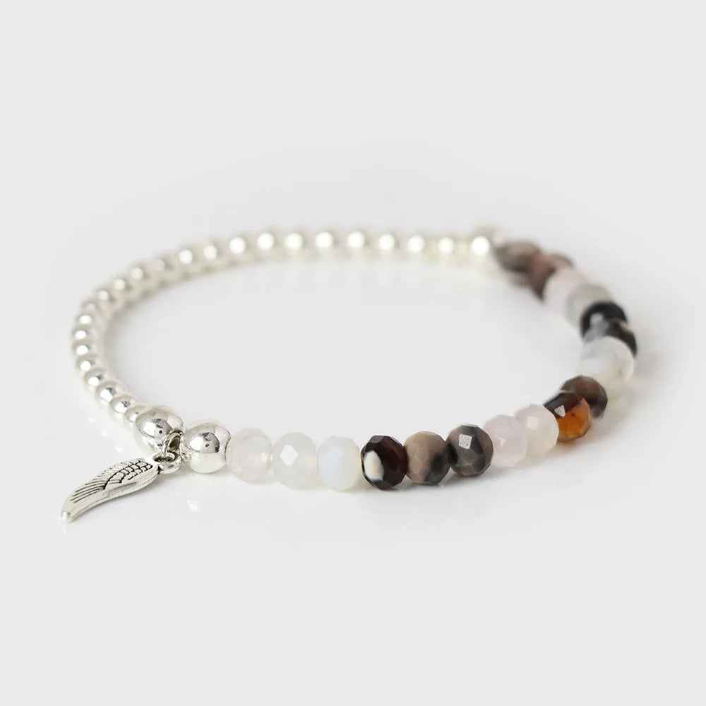 Tejesa  Angel  Faceted Natural Stone Bracelets Labradorite Beads Lucky Bracelet for Men /Women