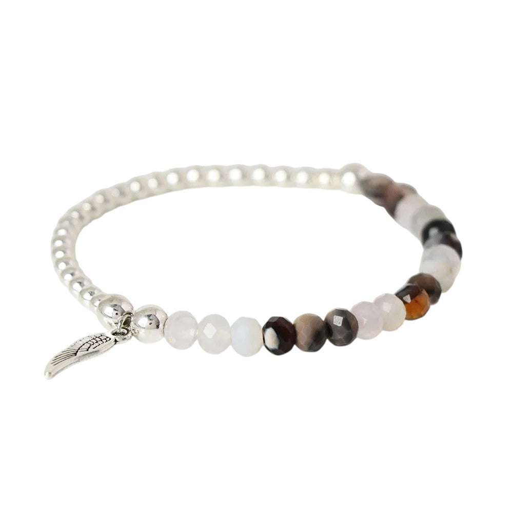 Tejesa  Angel  Faceted Natural Stone Bracelets Labradorite Beads Lucky Bracelet for Men /Women