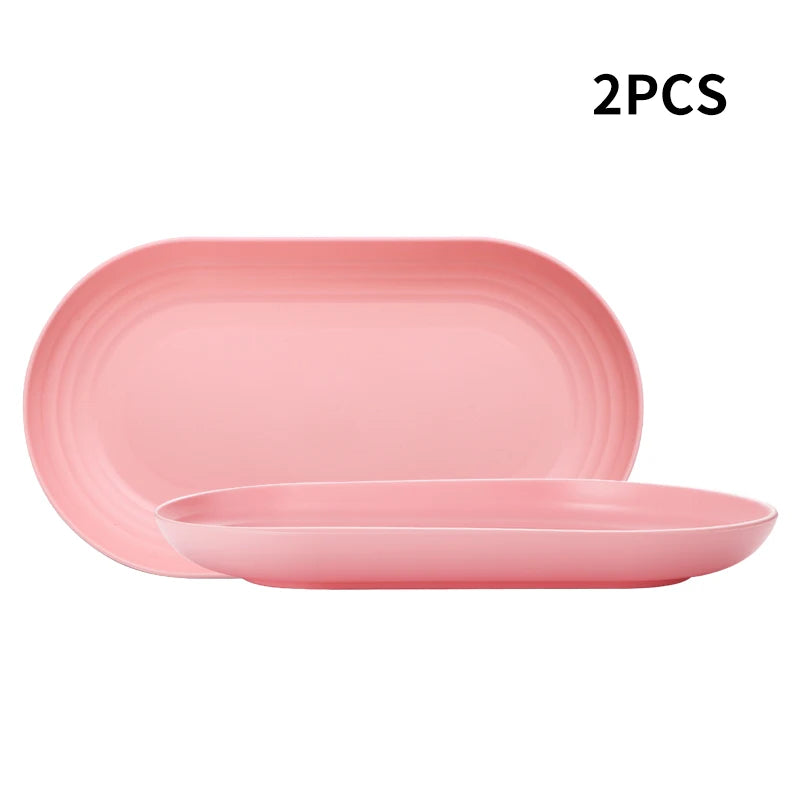 Tejesa 2/4/6pcs The plastic oval plate (reusable) is suitable for the family kitchen of the hotel restaurant to put snacks and desserts
