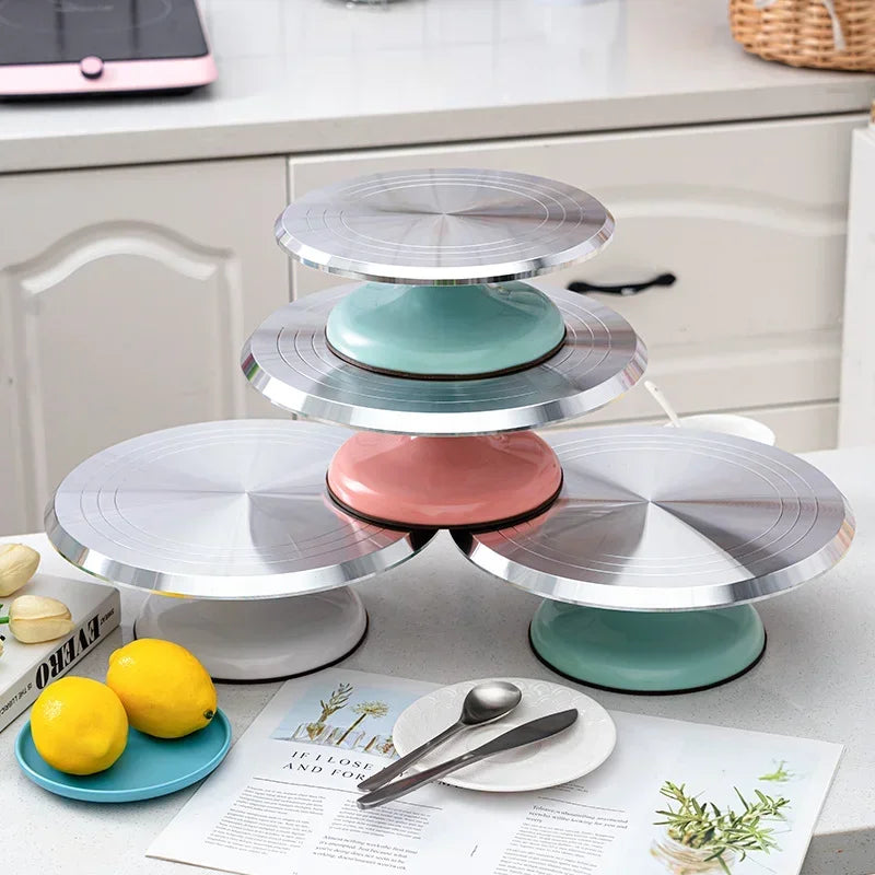 Tejesa 10Inch Pastry Turntable Cake Stand Aluminum Alloy Professional Pastry Rotating Tray and Pastry Accessories Decoration Tool