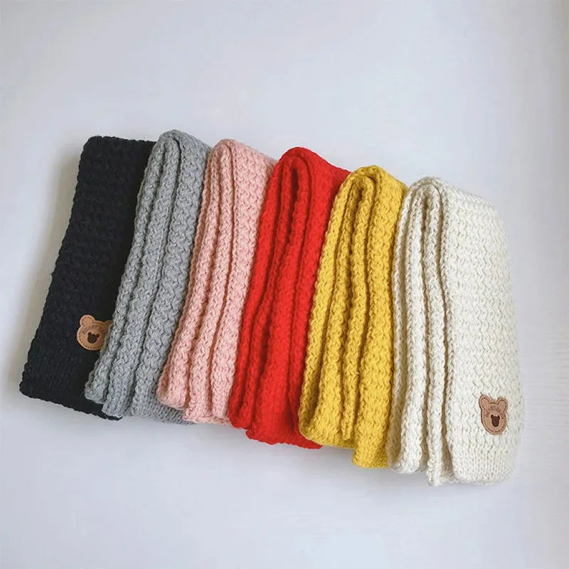 Cute Bear Baby Scarf Boys Girls Fall Winter Knit Scarves for Kids Korean Child Neckerchief Outdoor Keep Warm Babies Accessories