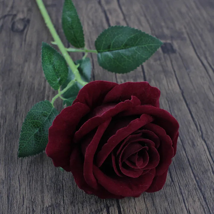 Hemasa 10Pcs Artificial Velvet Rose Flower Branch Wedding Decor Party Scence Layout Bride Holding Flowers Home Decoration Rose Flowers