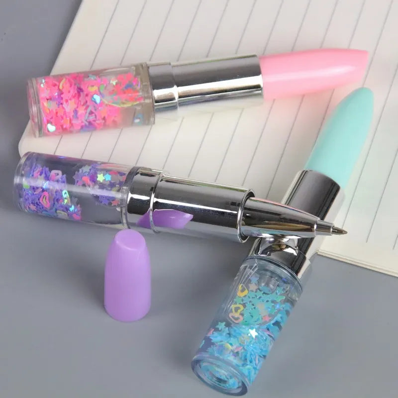 Novelty Lipstick Ballpoint Pen Portable Signature Promotional Pens Small Fresh 0.5mm Black Ink School Office Supplies Girl Gift
