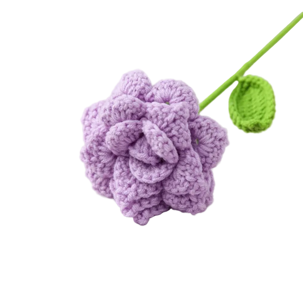 Hemasa 5Pcs Rose Knitted Crochet  Flowers /Wedding Bouquet Flower /Knitted Bouquet Home Party Decor  Friends Gift