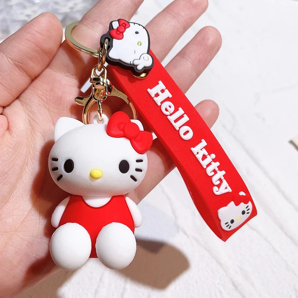Kawaii Sanrio Hello Kitty Keychain Cartoon Doll Cute Kitty Pvc Key Chain Soft Rubber Car Key Ring Women Bag Pendant Girl Gift