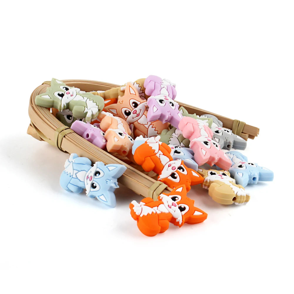 5/10 New Silicone Beads Animal Fox Shape Focal Beads For Jewelry Making DIY Bracelets Keychain Necklaces Jewelry Accessories