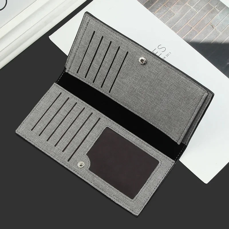 Casual Men Wallet Long Thin Wallet Canvas Clutch Bag Men's Credit Card Holders Student Coin Purse Hasp Wallet Men Cartera Hombre