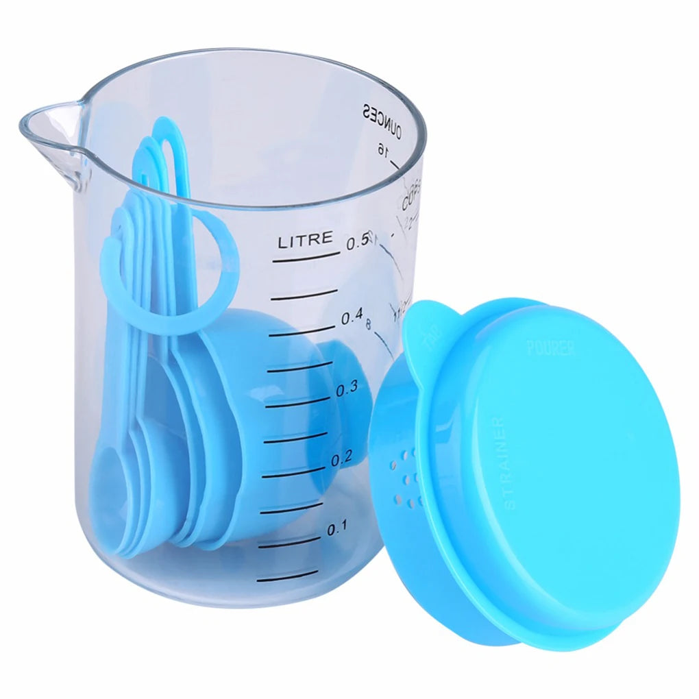 New Portable 7PCS/Set Plastic Measuring Cups with Spoons Measure Kitchen Utensil Cooking Scoops Sugar Cake Baking Scales Spoon