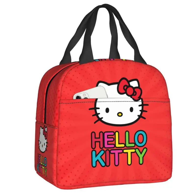Hemasa  Hello Kitty Cat Lunch Bag Leakproof Cooler Thermal Insulated Bento Box For Women Kids Picnic Travel Food Tote Bags