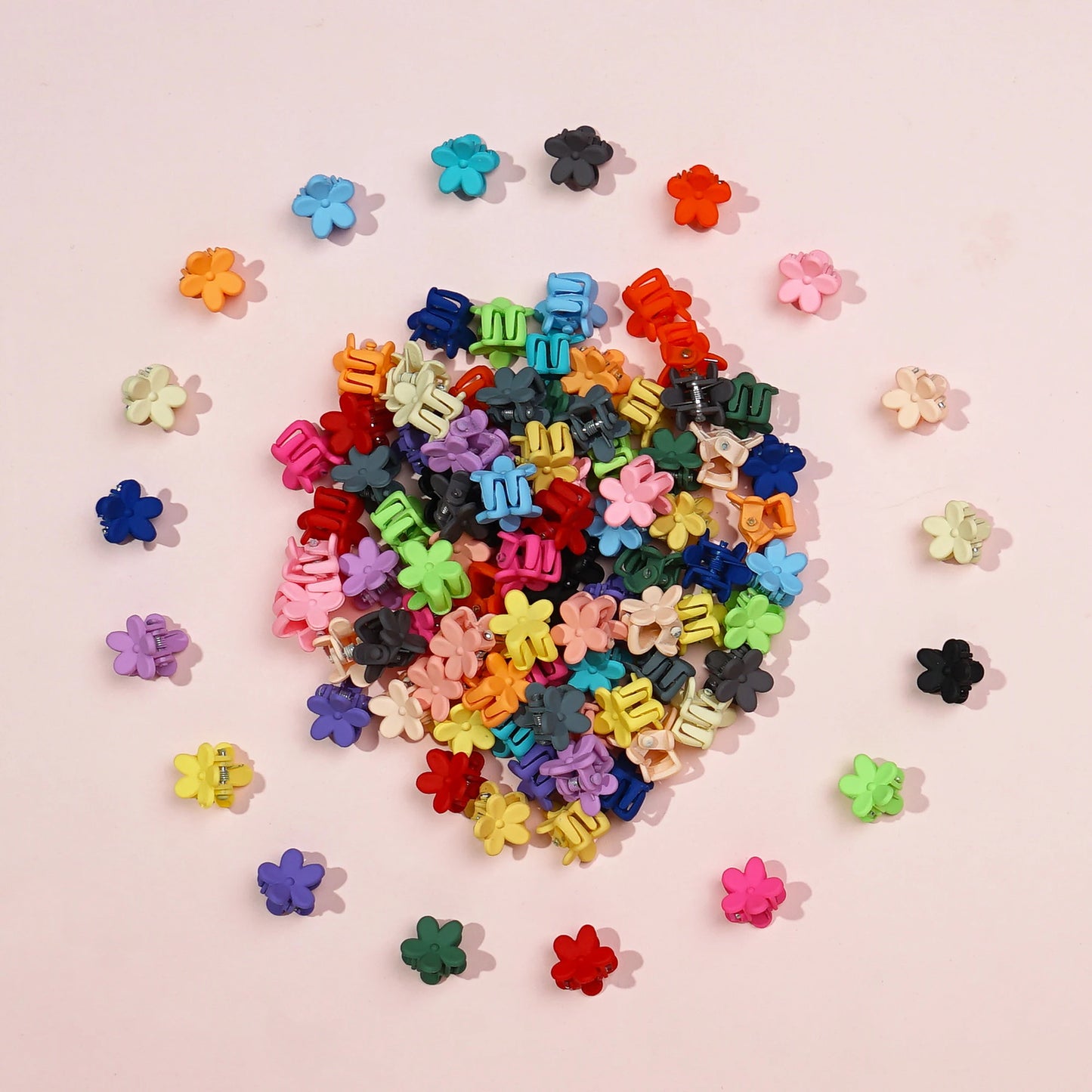 50/100/200 Pcs Candy Color Mini Flower Hair Claws for Baby Girls Cute Fashion Plum blossom shape Kids Children's Hair clips