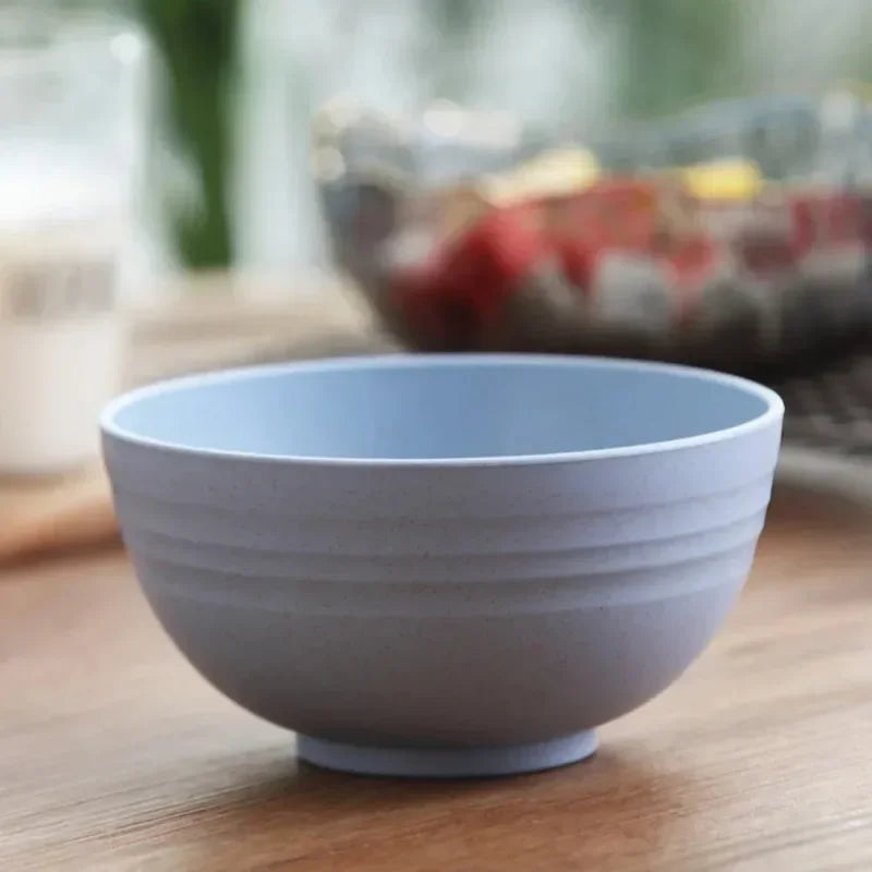 Hemasa Wheat Straw Anti-Fall Bowl Dinner Bowl Plastic Fiber Divided Dining Bowl Cartoon Snack Tray Breakfast Dishes Kitchen Tableware