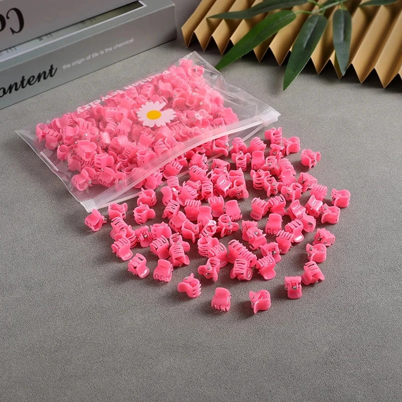 50pcs Girls Small Hair Claw Clips Colorful Plastic Clips Hairpin Flower Heart Mini Multi-Shape Hair Claw Kids Hair Accessories