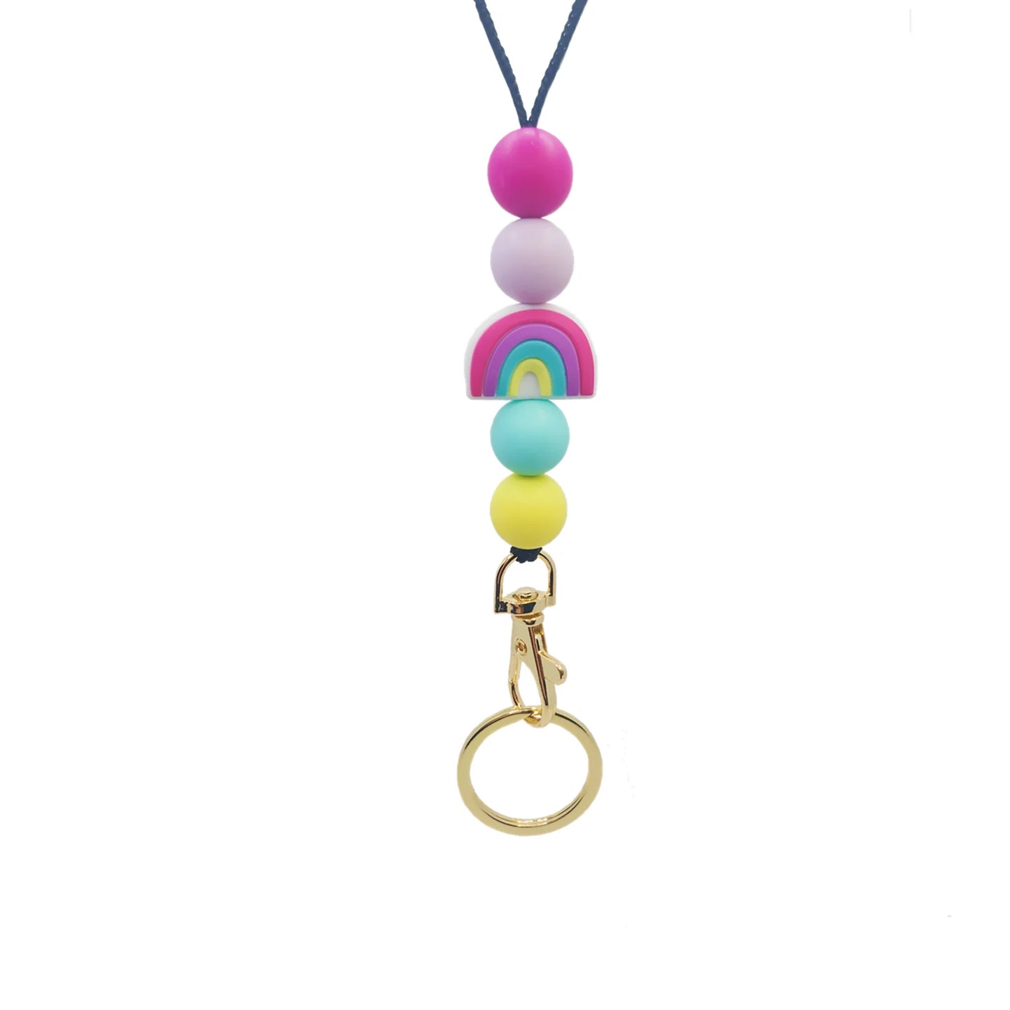 Teacher Lanyards For ID Badges And Keys Cute Beaded Lanyards With Keychain Silicone Beaded Keychain For Women Girls