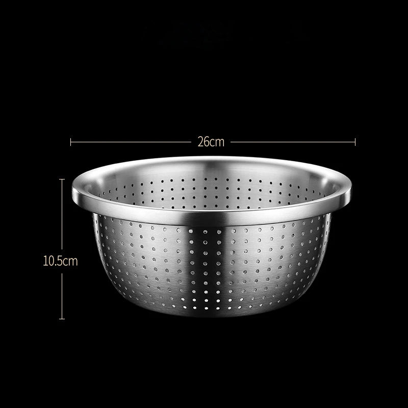Hemasa Stainless Steel Drain Basket /Colander Round Rice Cleaning Sieve /Fruit Vegetable Washing Basin Strainer Filter
