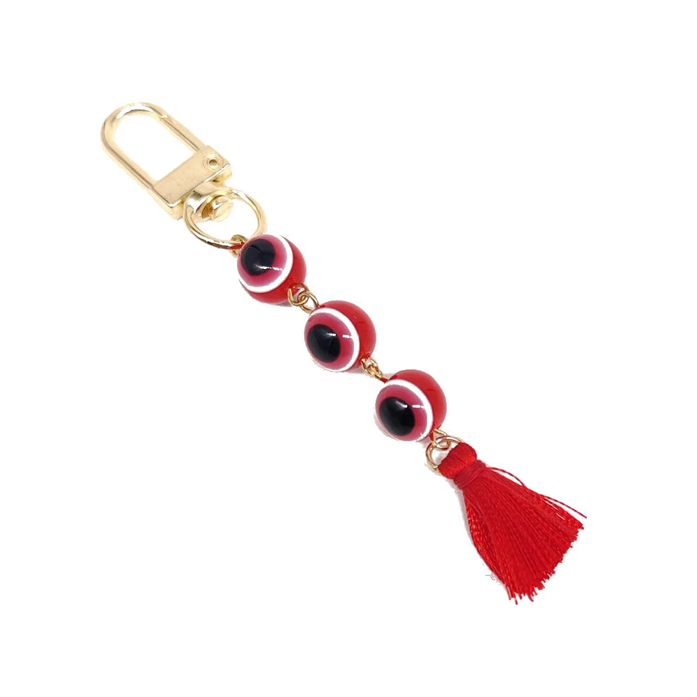 Fashion Blue Devil's Eye Keychain Lucky Talisman Tassel Keyring Bag Pendant for Women Car Trinket Key Ring Key Holder Gift