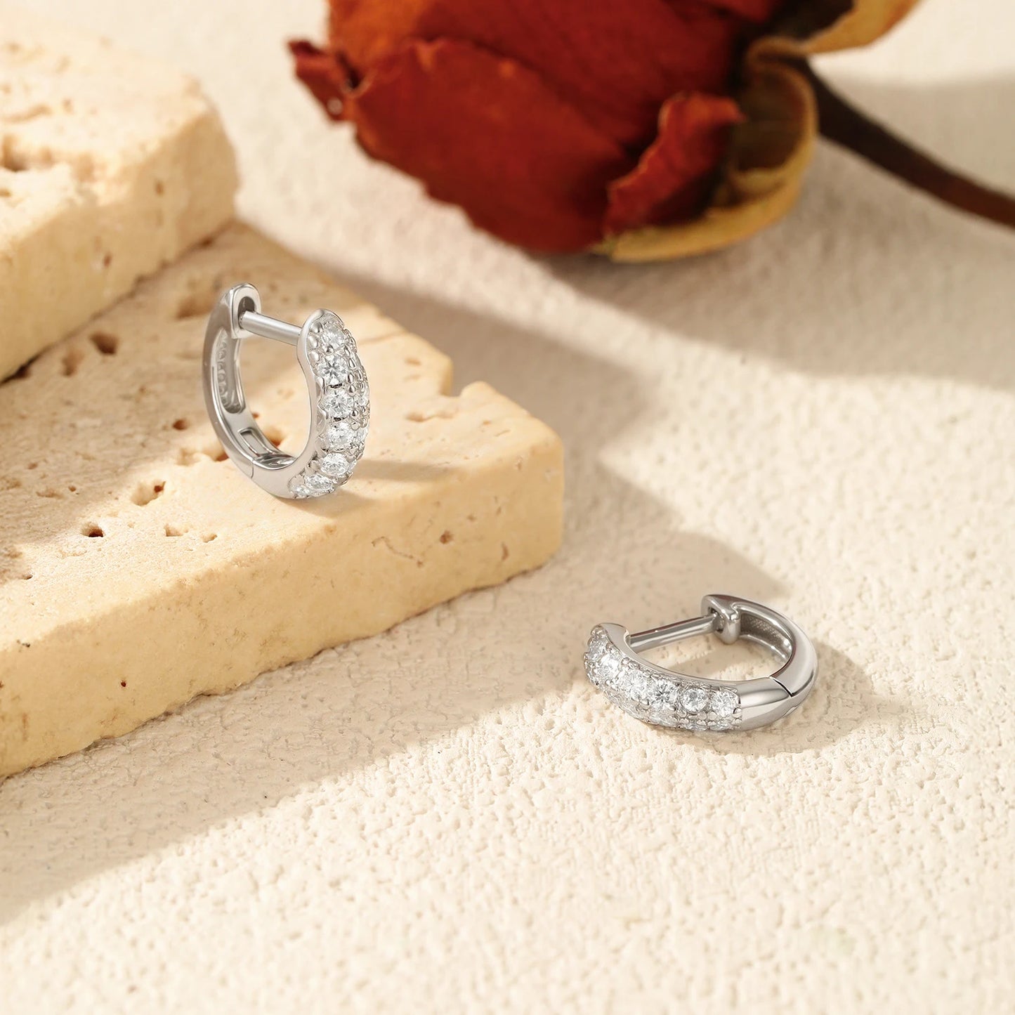 MODIAN D Color Sparkling Moissanite Circle Ear Buckle 925 Sterling Silver Classic Dating Hoop Earring For Women Fine Jewelry