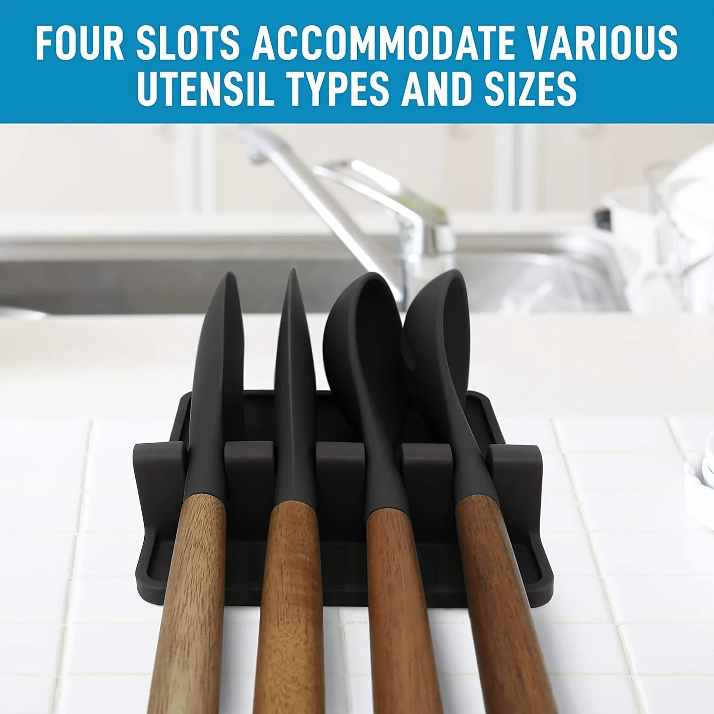 Hemasa Silicone Tableware Drying Kitchen Utensil Rack Rest Holders Fork Spatula Multifunctional Shelf Organizer Non-Slip Storage Pad
