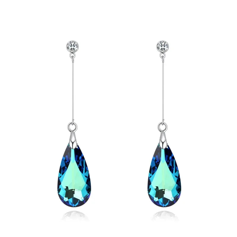 Original Crystal from Austria Water Drop Earrings For Women Earrings Fashion Long Dangle Earrings Wedding Christmas Jewelry