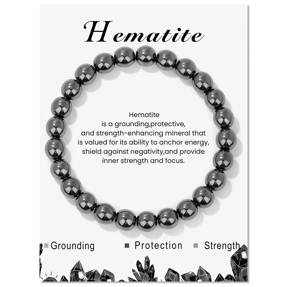 Hemasa 8mm Natural Stone Beads Bracelet /Amethysts /Lapis Lazuli /Rose Pink  Crystal Stretch Bracelet With Card For Women Men Gift