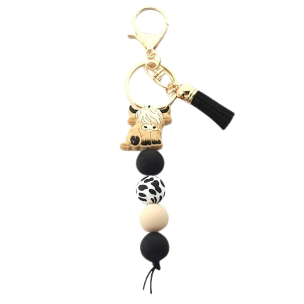 Hemasa  New Cartoon Silicone Cowboy Bead Pendant Keyring for women