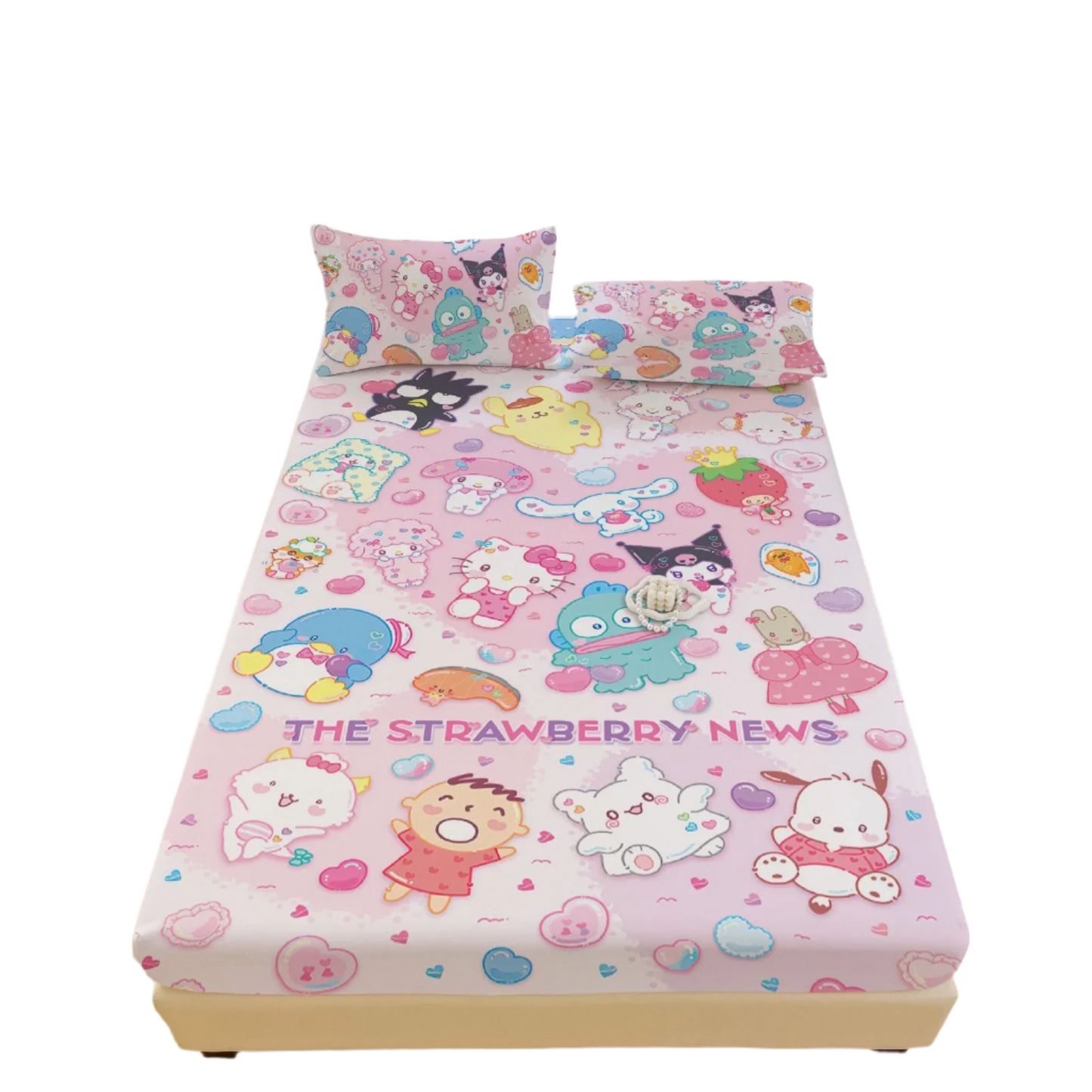 Hemasa  Bed Mattress Cover Cute Cartoon Painted Bed Linen Fitted Sheet For Kids Adult Single Double Size