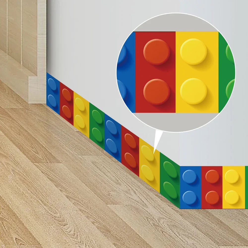 Tejesa 3D Blocks Wallpaper For Kids Room School Decor PVC Wall Sticker Borders DIY Vinyl,Children Teen Classroom  Adhesive Wallpaper