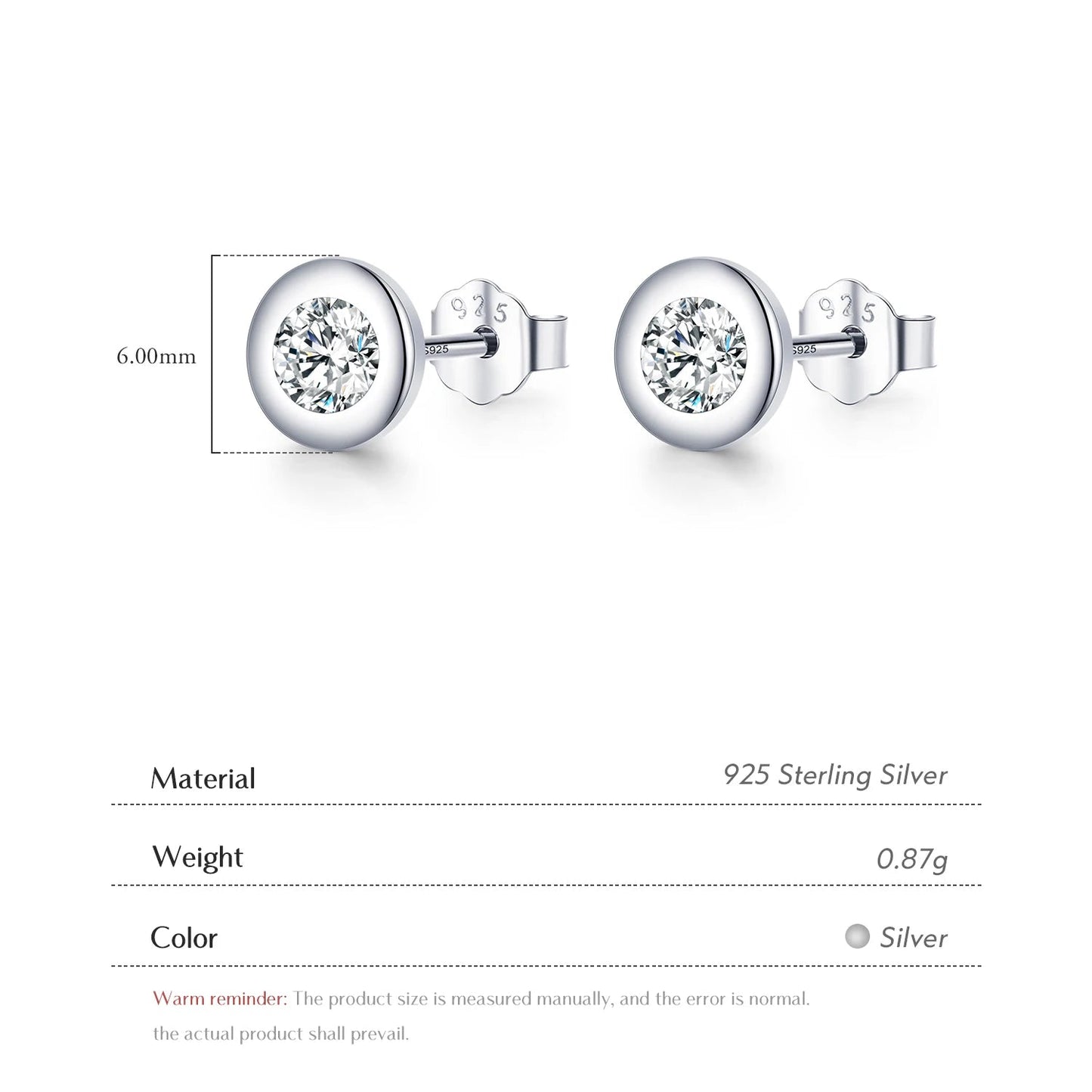 Tejesa Clear CZ Ear Studs 100% 925 Sterling Silver Sparkling Stud Earrings For Women Wedding