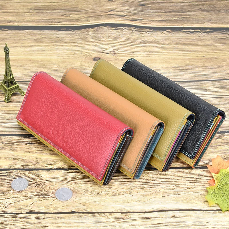 Heamsa Women  Leather Wallets for Woman /Female Long Clutch Card Holder