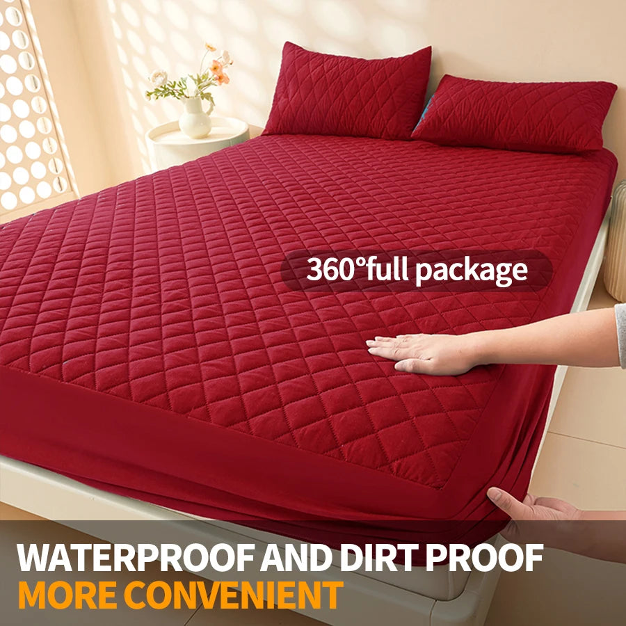 Anti-bacterial Fitted Sheet Waterproof Mattress Protector Queen King Quilted Thick Mattress Cover Bed Pad Cover( No Pillow case)