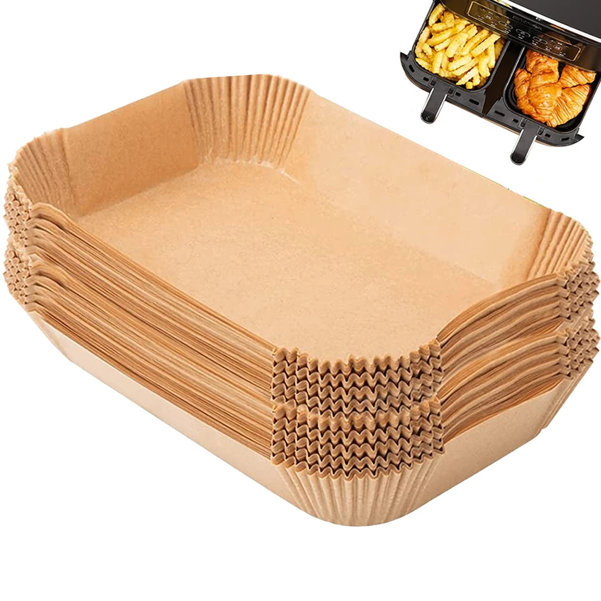 300/100pc Air FryPaper Non-stick Square Parchment Paper Heat-resistant Roasting Pad Oilproof Bake Liner for Ninja Dual Air Fryer