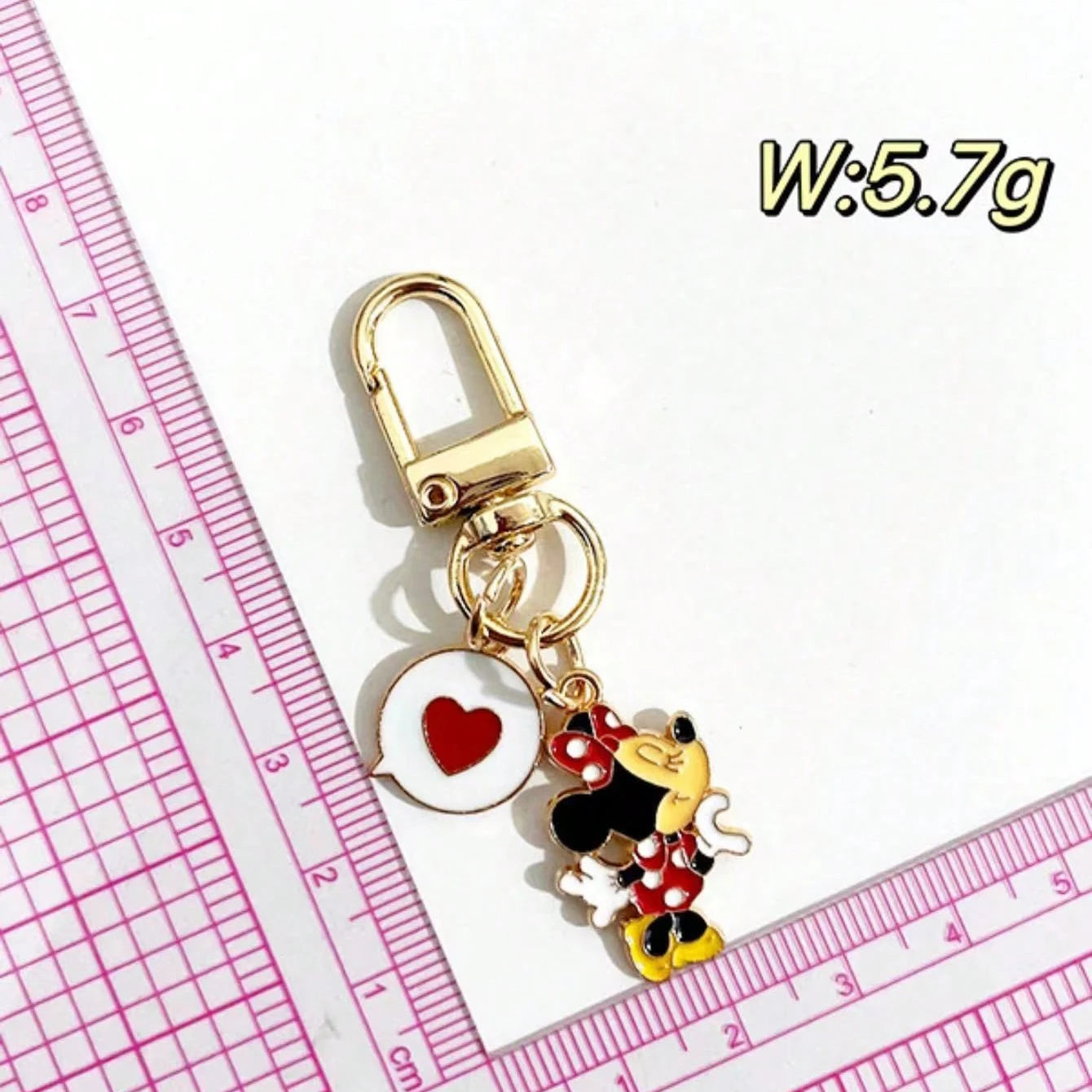 2pcs Disney Mickey Mouse Metal Keychain, Minnie Mouse, Kawaii Bag Pendant Accessories, Cartoon Toys, Gold Color, Gift