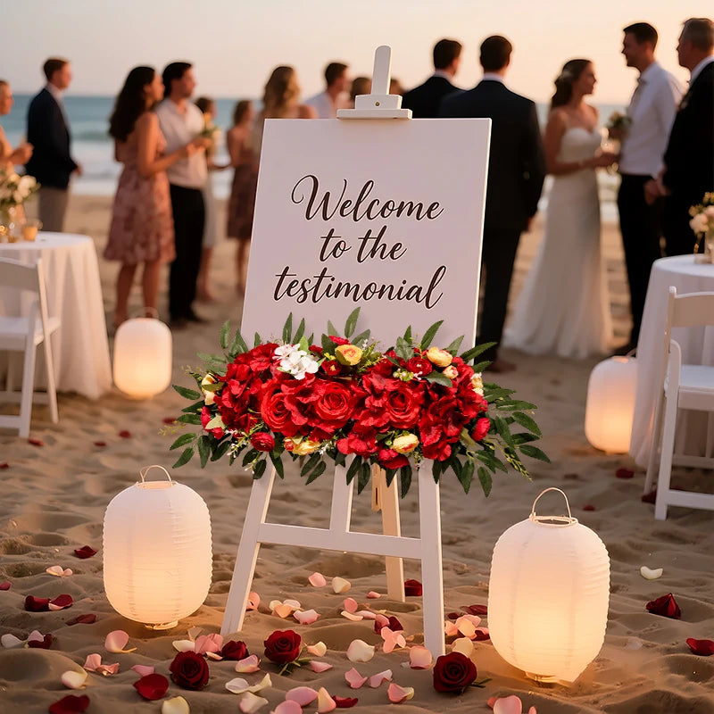 New wedding simulation flower door lintel flower mirror front bedroom wall decoration wedding hanging flower road flower table f